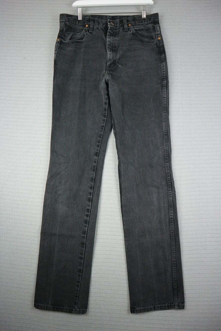Wrangler 936WSH Cowboy Cut Slim Fit Black Denim Jeans Men Size 33x38